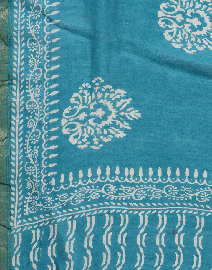 MBZ Meena Bazaar-Floral Printed Art Tussar Suit Set with Chanderi Dupatta
