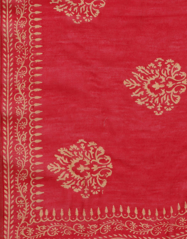MBZ Meena Bazaar-Floral Printed Art Tussar Suit Set with Chanderi Dupatta