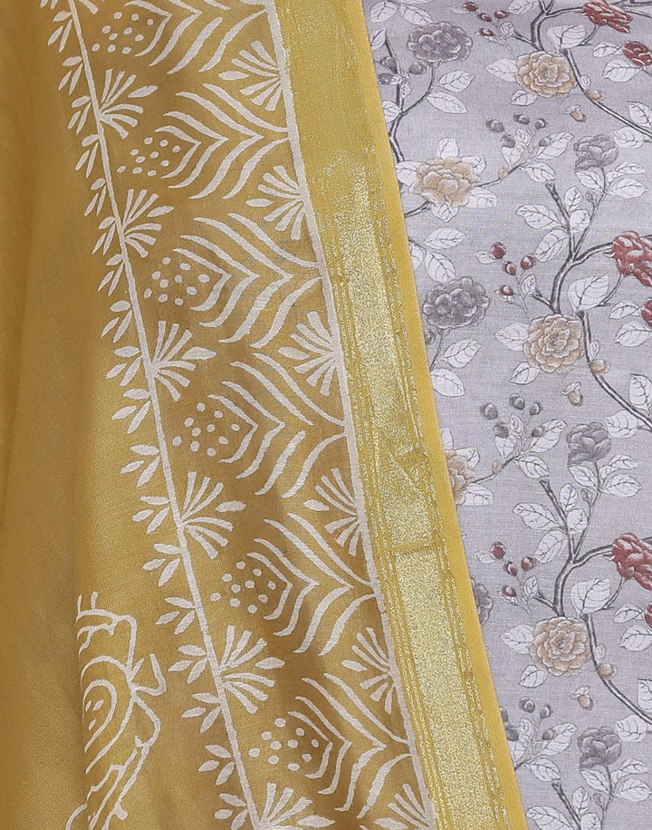 MBZ Meena Bazaar-Printed Art Silk Suit Set with Chanderi Printed Dupatta