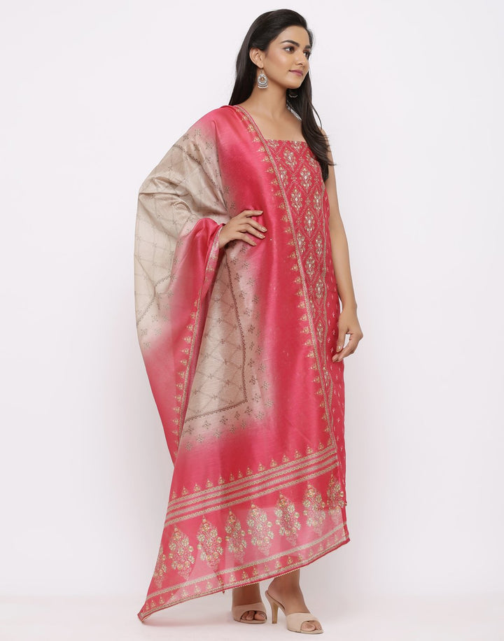 MBZ Meena Bazaar-Embroidered Chanderi Suit Set