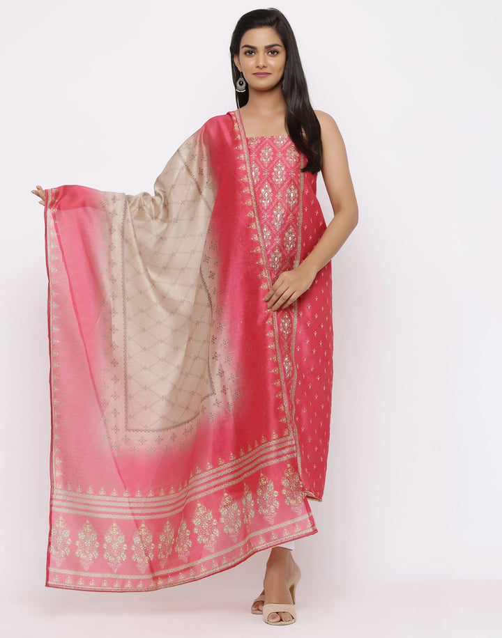 MBZ Meena Bazaar-Embroidered Chanderi Suit Set