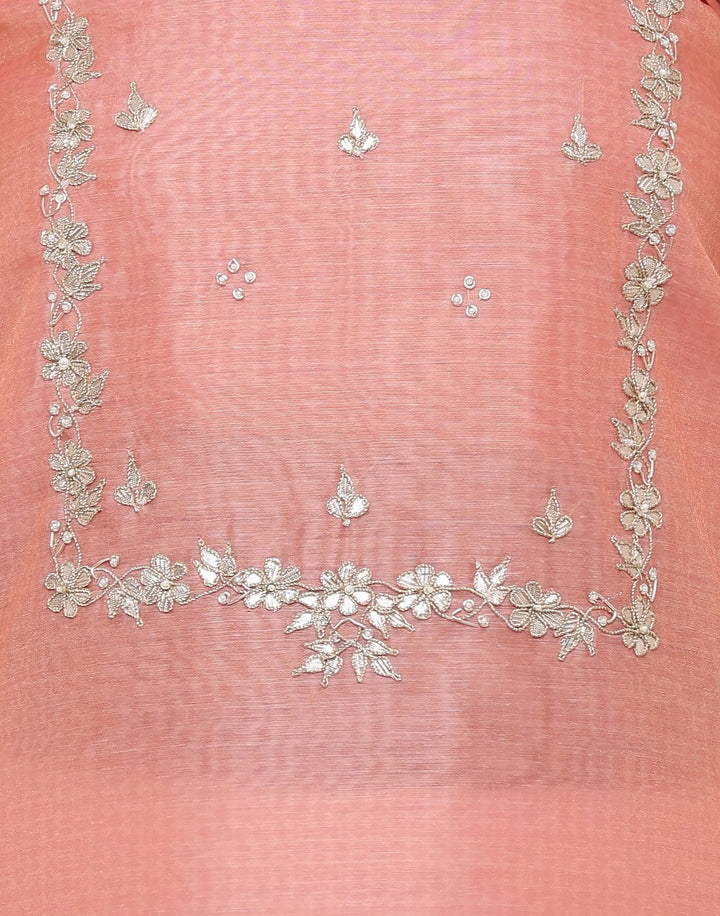 MBZ Meena Bazaar-Embroidered Chanderi Suit Set With Printed Dupatta