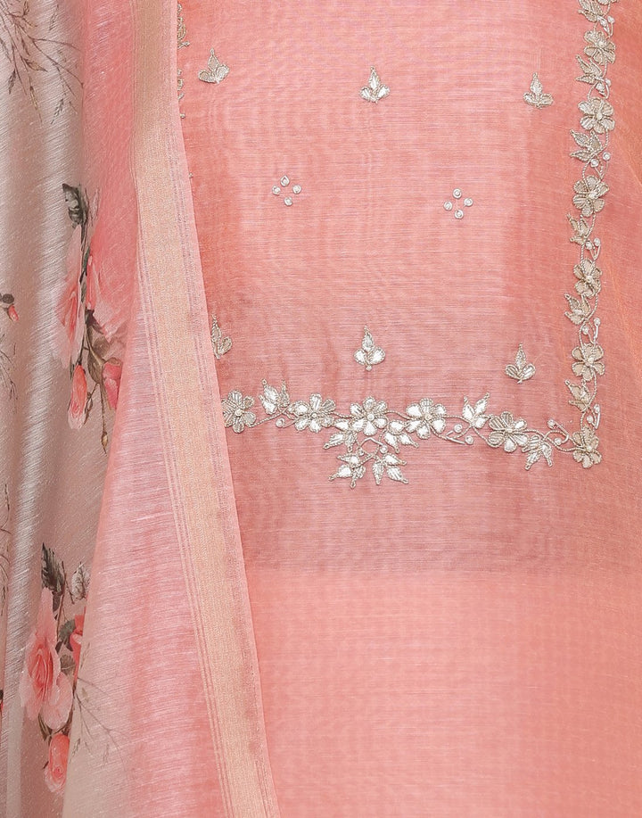 MBZ Meena Bazaar-Embroidered Chanderi Suit Set With Printed Dupatta