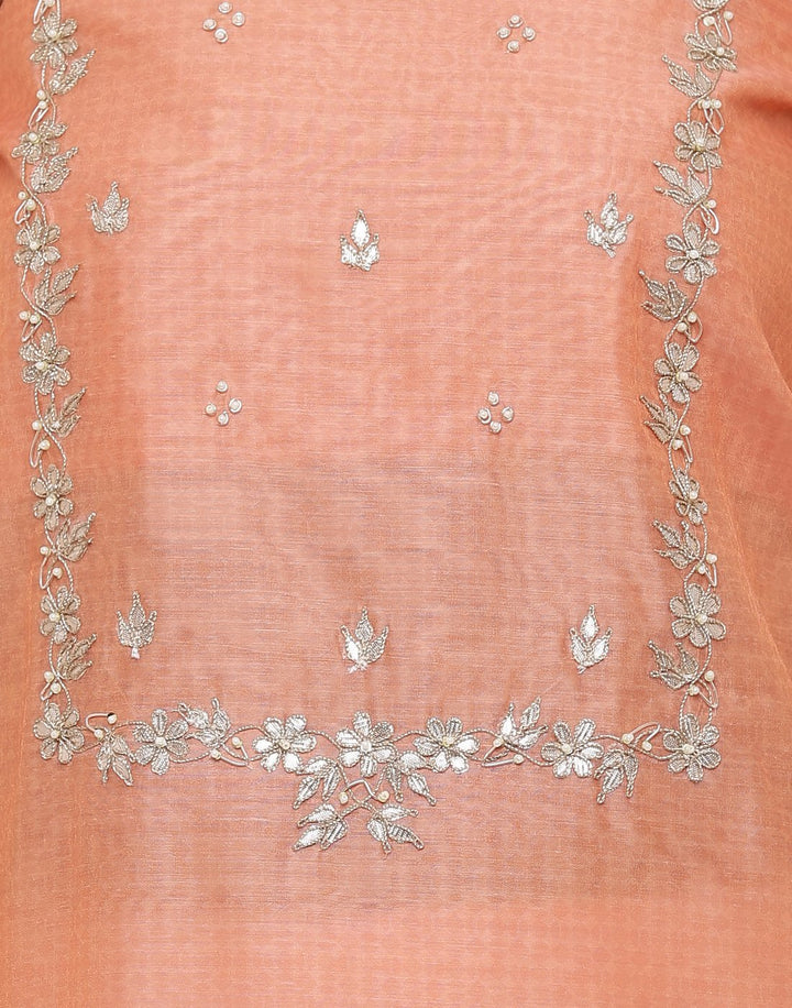 MBZ Meena Bazaar-Embroidered Chanderi Suit Set With Printed Dupatta