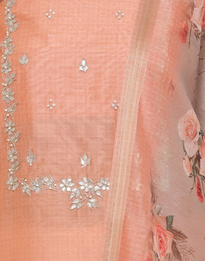 MBZ Meena Bazaar-Embroidered Chanderi Suit Set With Printed Dupatta