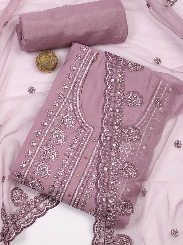 Embroidered Cotton Unstitched Suit Piece With Dupatta