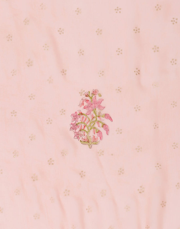 MBZ Meena Bazaar-Chanderi Printed Suit Set with Chiffon Dupatta