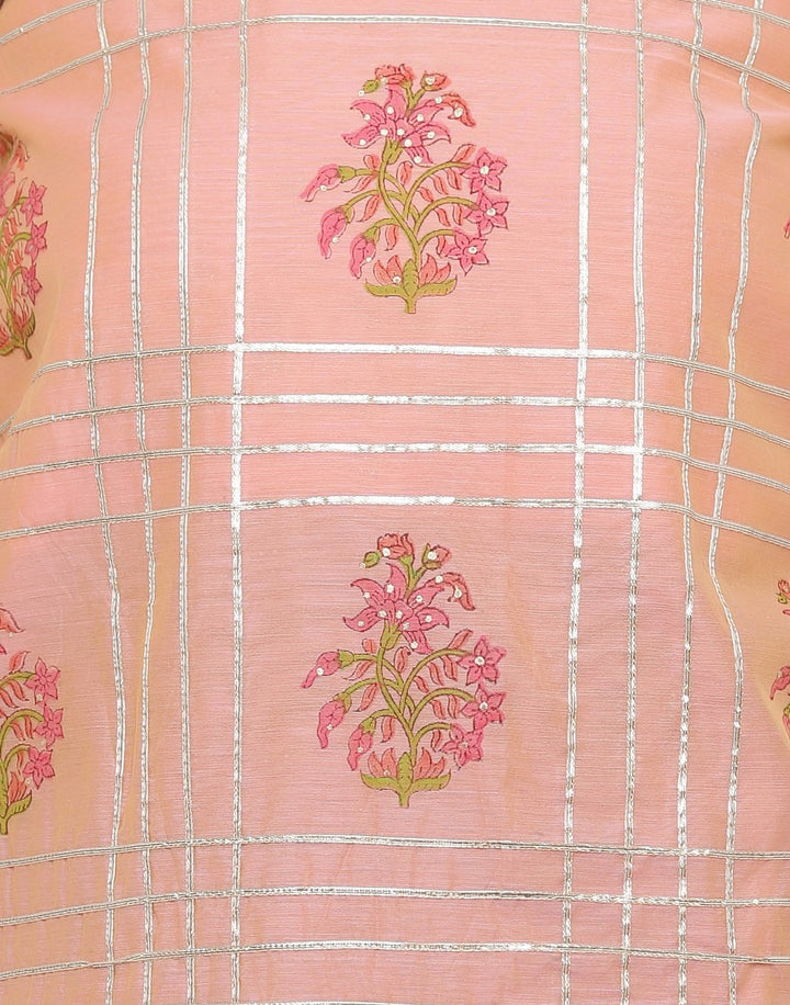 MBZ Meena Bazaar-Chanderi Printed Suit Set with Chiffon Dupatta