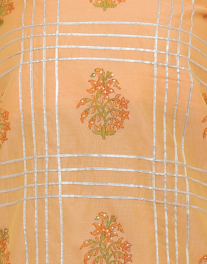 MBZ Meena Bazaar-Chanderi Printed Suit Set with Chiffon Dupatta