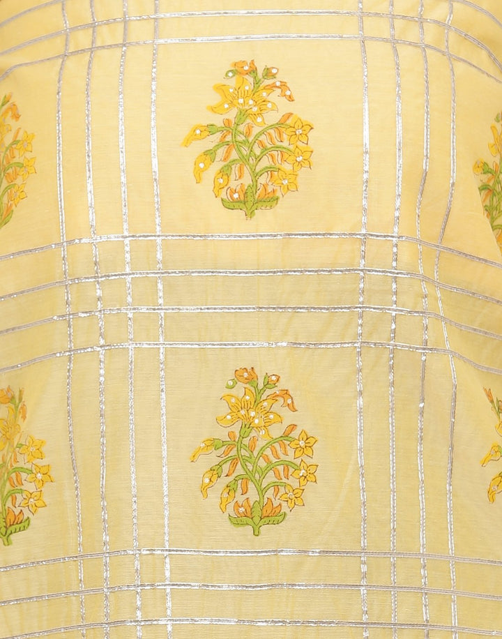MBZ Meena Bazaar-Chanderi Printed Suit Set with Chiffon Dupatta