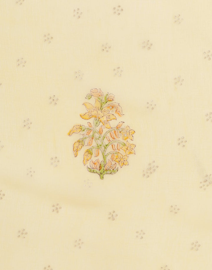 MBZ Meena Bazaar-Chanderi Printed Suit Set with Chiffon Dupatta