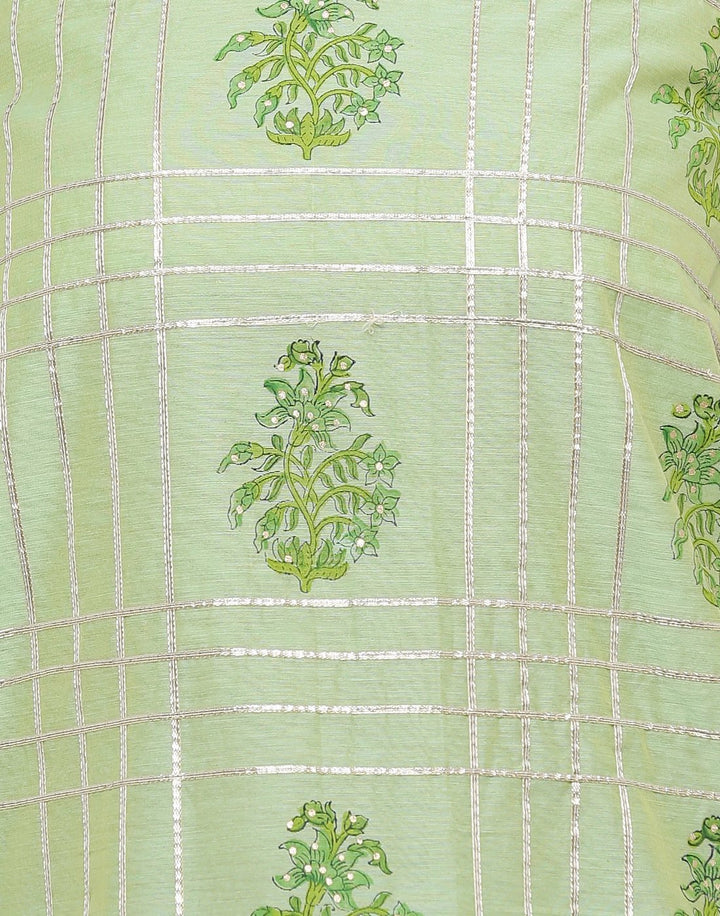 MBZ Meena Bazaar-Chanderi Printed Suit Set with Chiffon Dupatta