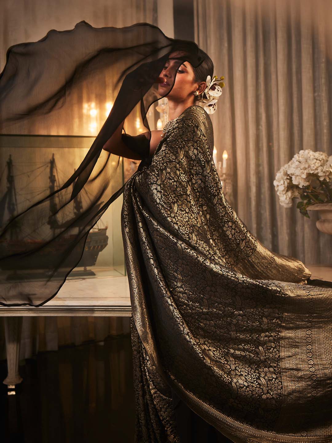 sari Brocade Woven Crepe Saree – Meena Bazaar US
