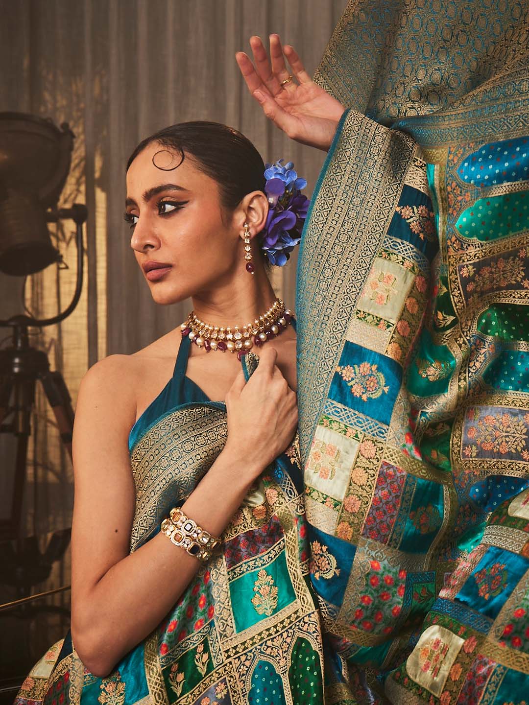 Zari Jaal Woven Satin Saree – Meena Bazaar US
