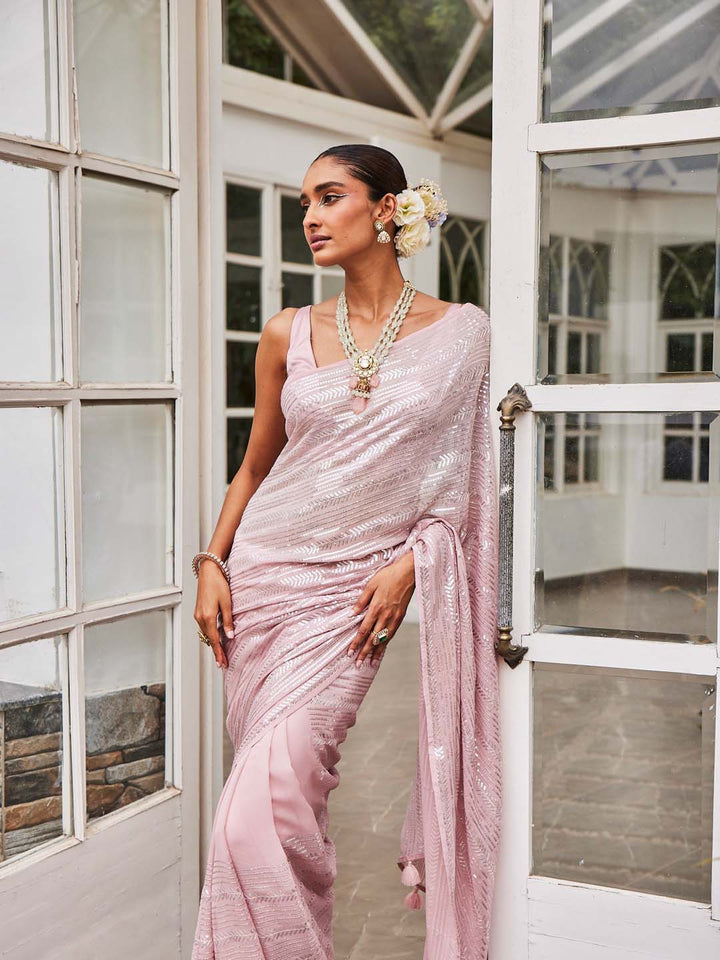 Sequin Embroidered Georgette Saree