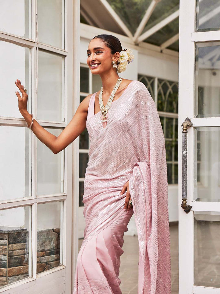 Sequin Embroidered Georgette Saree
