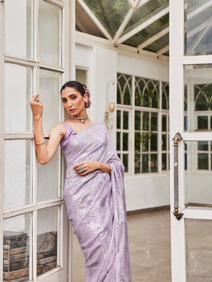 Sequin Embroidered Georgette Saree