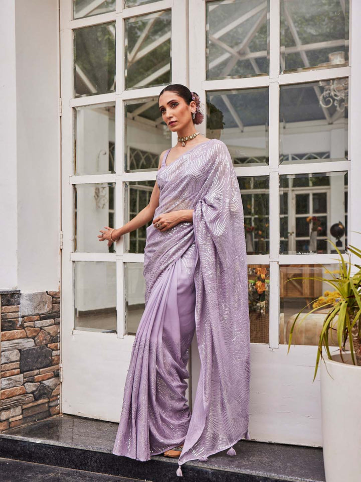 Sequin Embroidered Georgette Saree