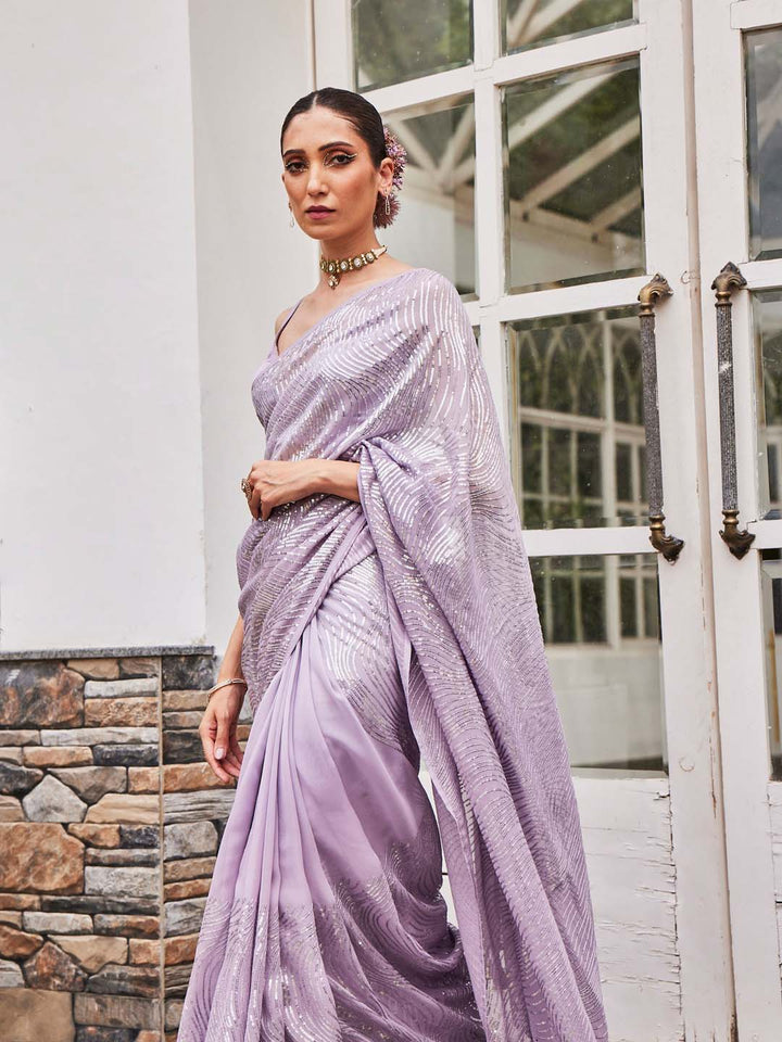Sequin Embroidered Georgette Saree