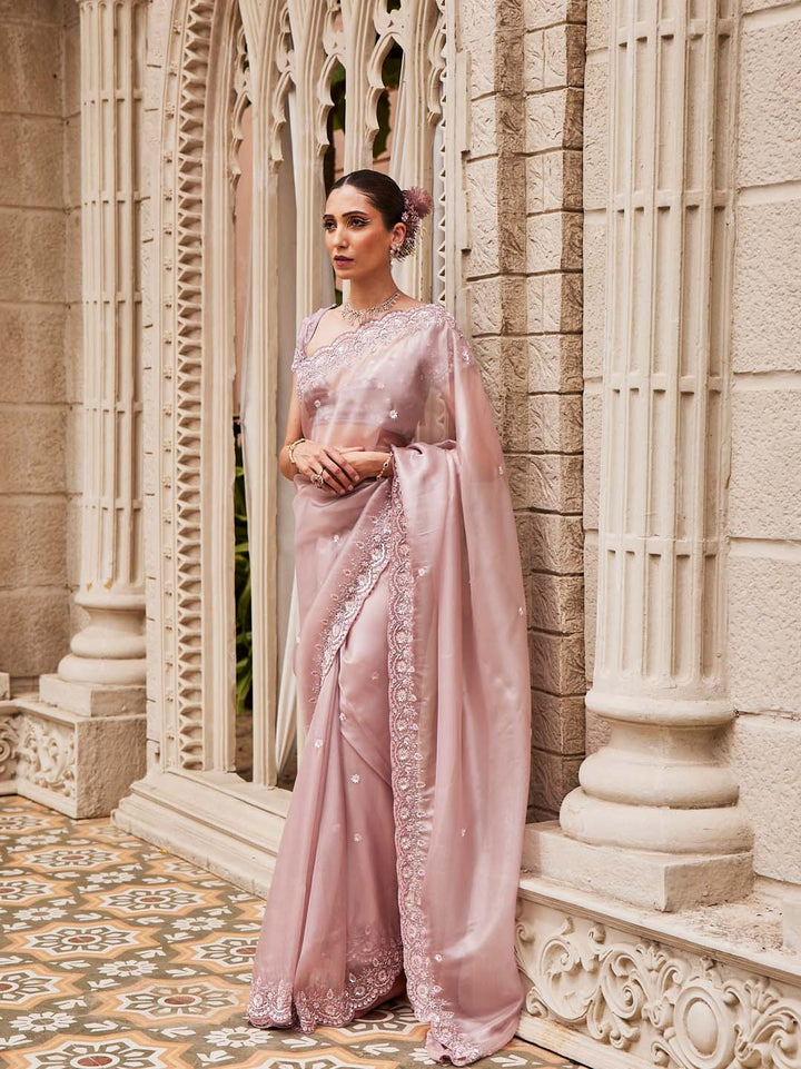 Sequin Embroidered Organza Saree