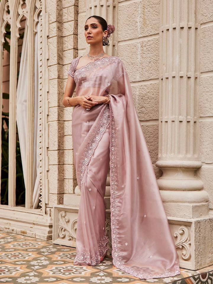 Sequin Embroidered Organza Saree