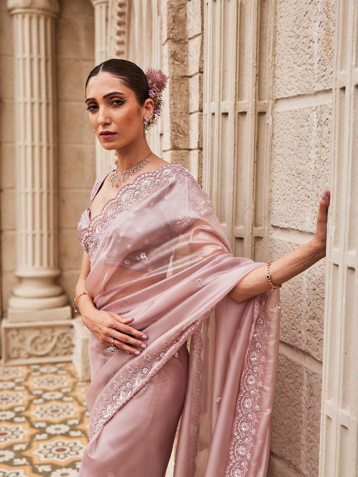 Sequin Embroidered Organza Saree