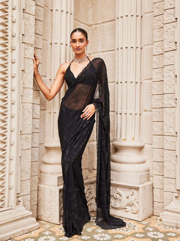 Swarovski Jaal Embroidered Georgette Saree