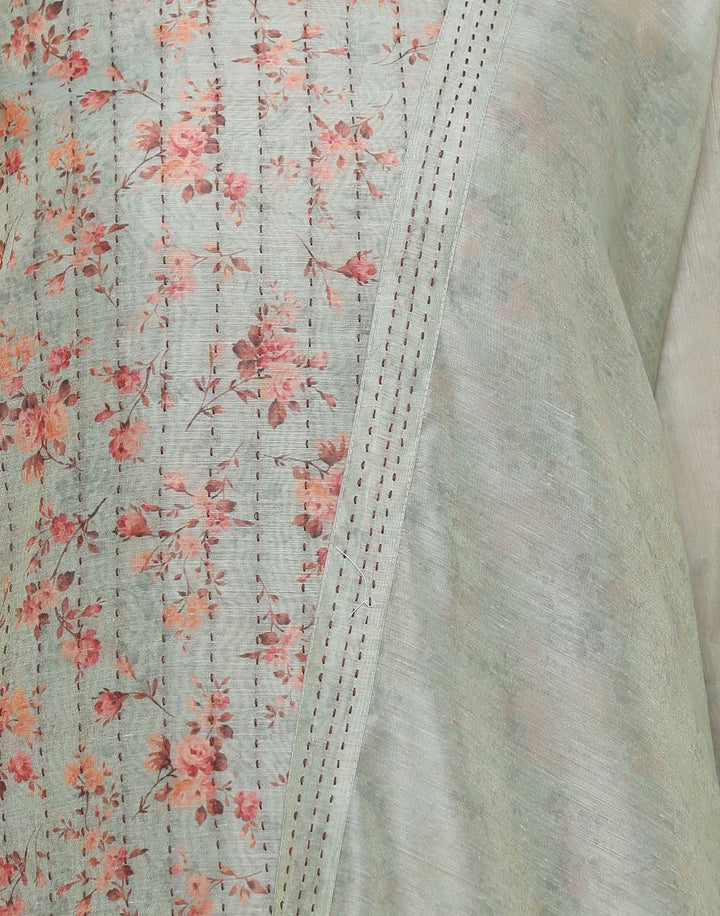 MBZ Meena Bazaar-Kantha Work Cotton Suit Set with Floral Print