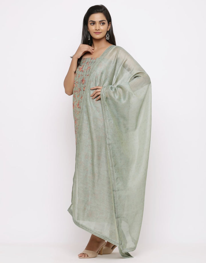 MBZ Meena Bazaar-Kantha Work Cotton Suit Set with Floral Print