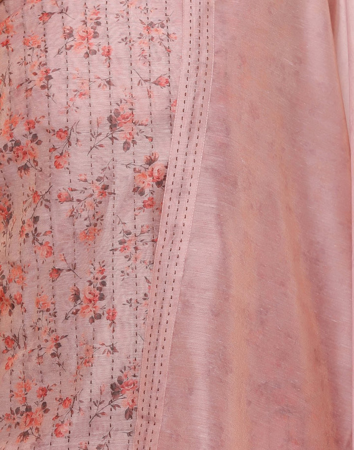 MBZ Meena Bazaar-Kantha Work Cotton Suit Set with Floral Print