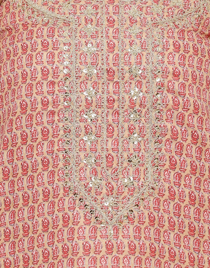 MBZ Meena Bazaar-Art Silk Printed Suit Set with Zari Sequin Work