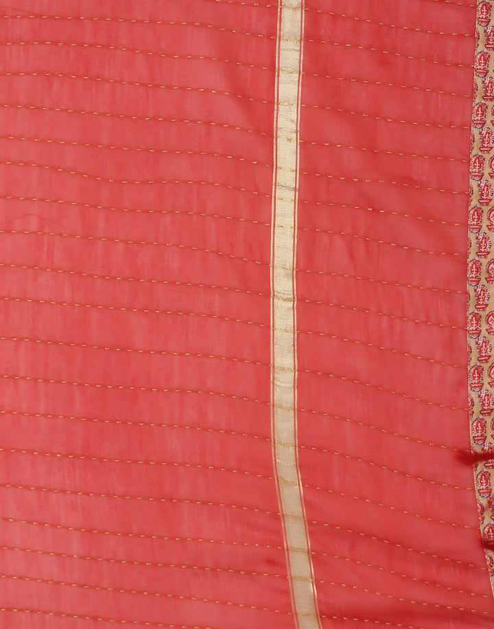 MBZ Meena Bazaar-Art Silk Printed Suit Set with Zari Sequin Work
