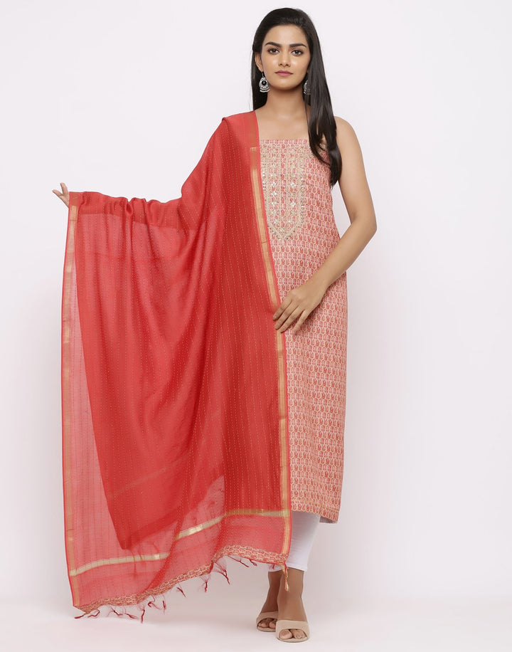 MBZ Meena Bazaar-Art Silk Printed Suit Set with Zari Sequin Work