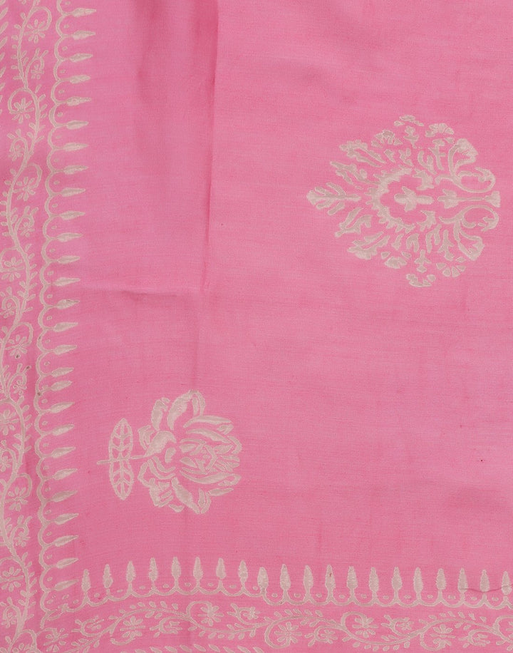 MBZ Meena Bazaar-Printed Art Tussar Suit Set with Chanderi Dupatta
