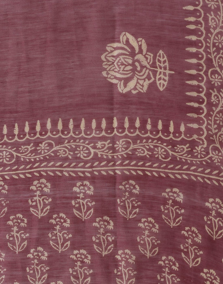 MBZ Meena Bazaar-Printed Art Tussar Suit Set with Chanderi Dupatta
