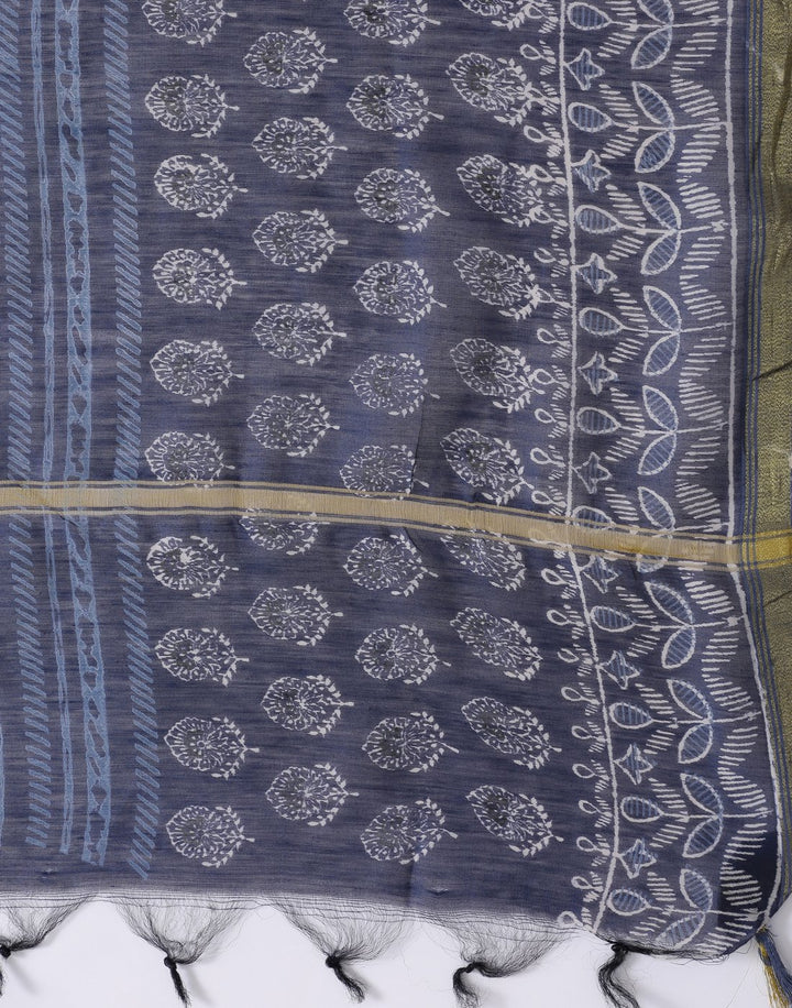 MBZ Meena Bazaar-Embroidered Chanderi Suit Set with Printed Dupatta