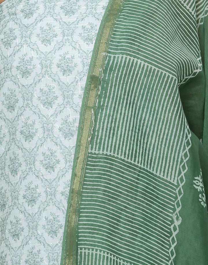 MBZ Meena Bazaar-Cotton Printed  Suit Set With Cotton Chanderi Dupatta