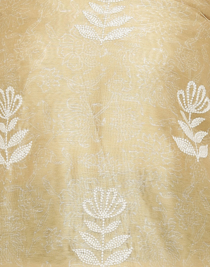 MBZ Meena Bazaar-Embroidered Chanderi Suit Set with Printed Dupatta