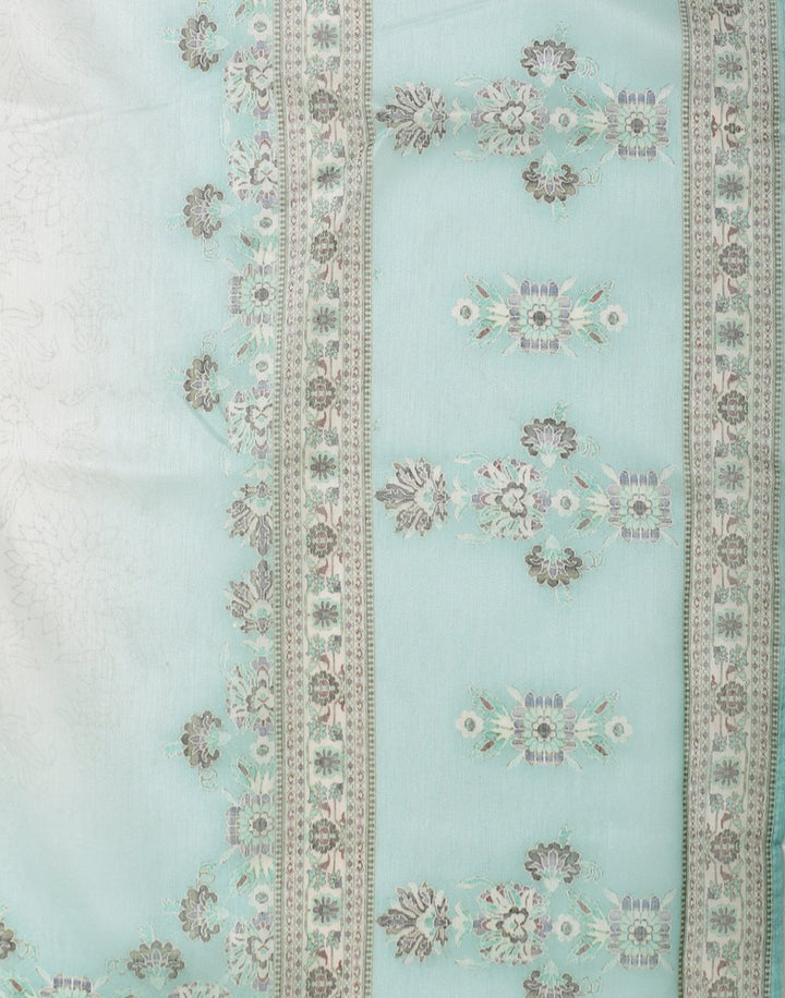 MBZ Meena Bazaar-Embroidered Chanderi Suit Set with Printed Dupatta