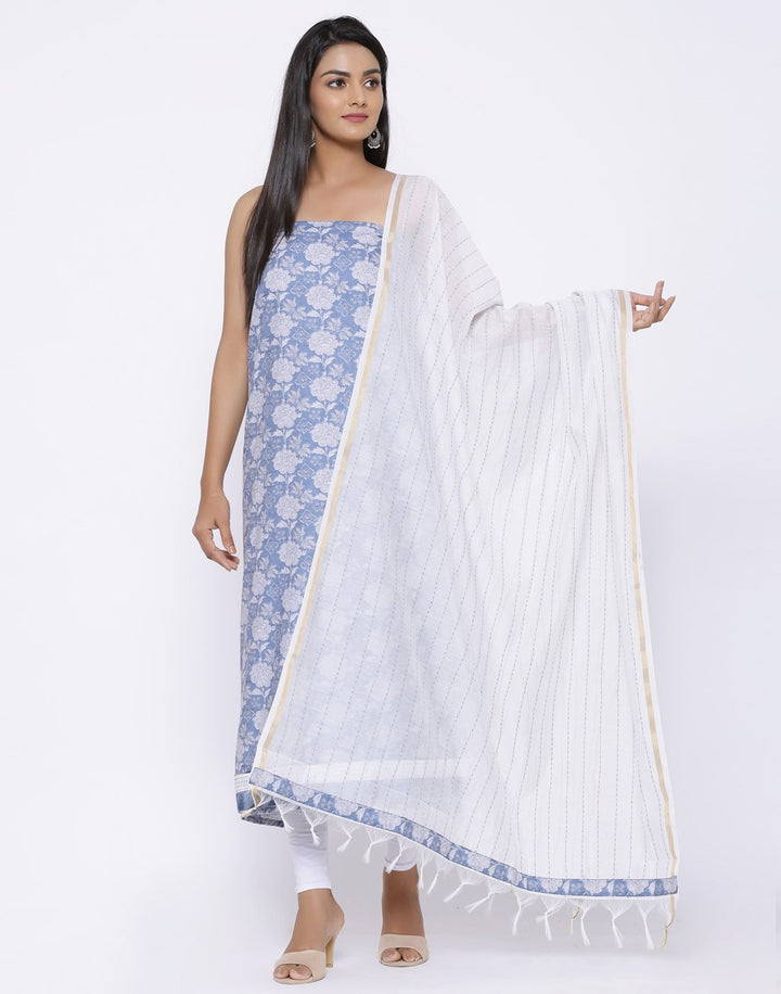 MBZ Meena Bazaar-Jaquard Printed Suit Set with Chanderi Dupatta