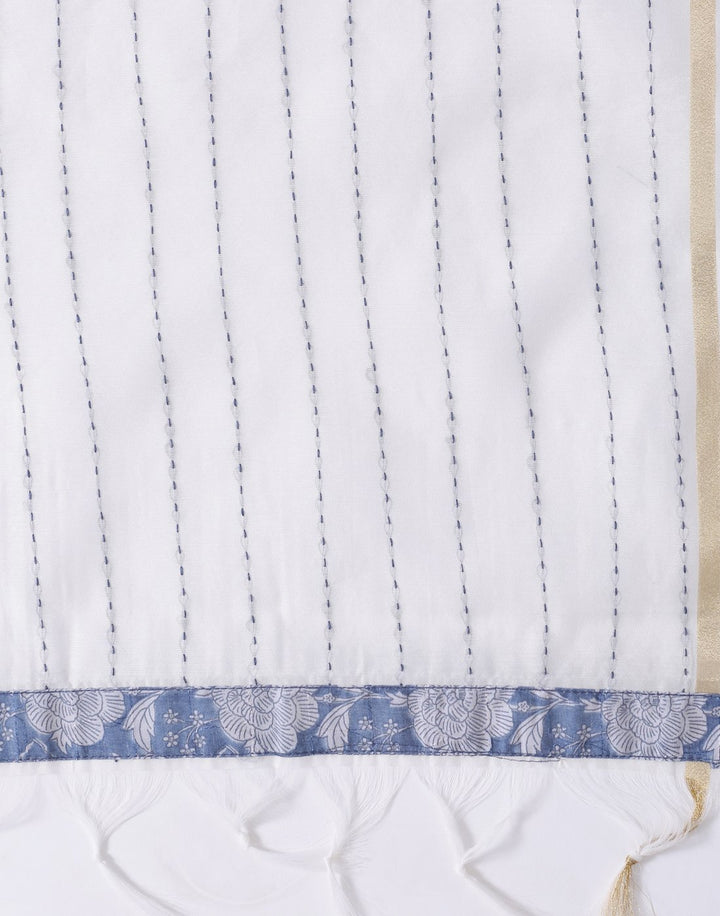 MBZ Meena Bazaar-Jaquard Printed Suit Set with Chanderi Dupatta