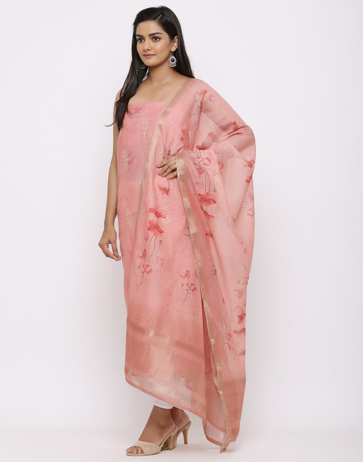 MBZ Meena Bazaar-Chanderi Printed Suit Set with Gota Work
