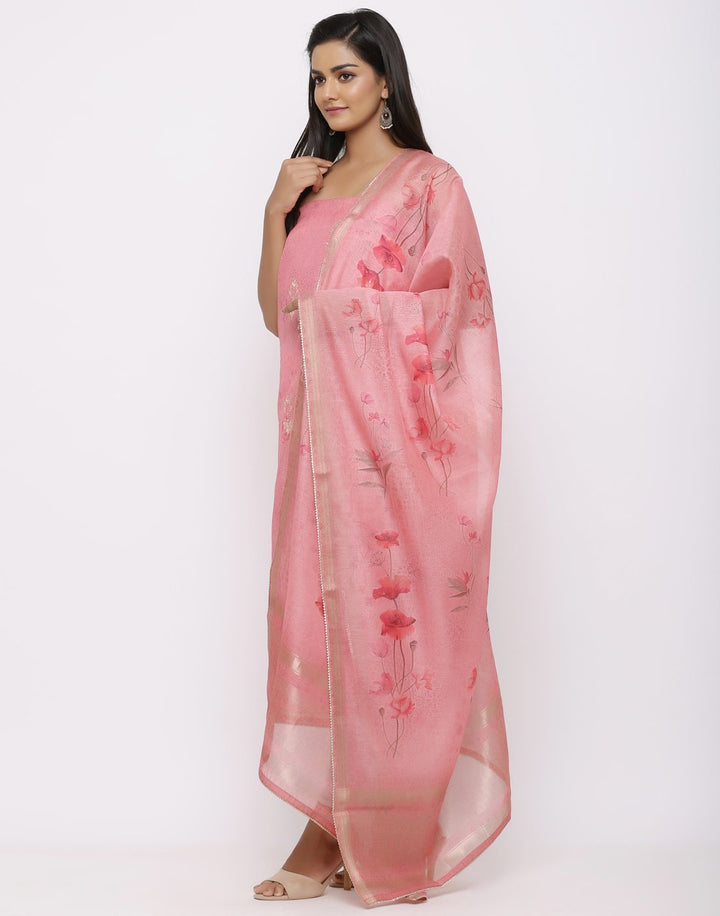MBZ Meena Bazaar-Chanderi Printed Suit Set with Gota Work