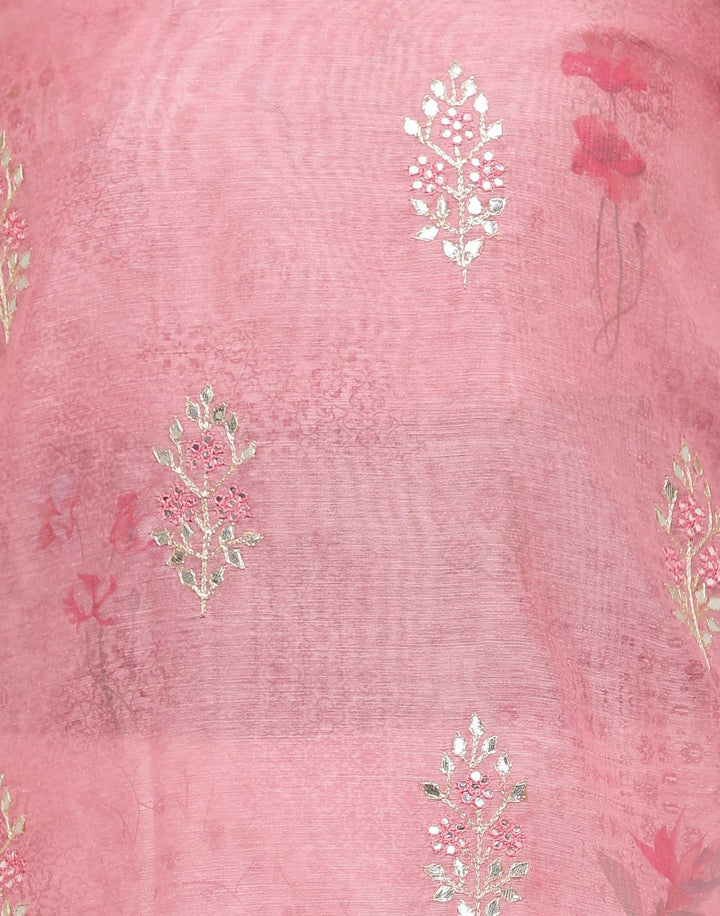 MBZ Meena Bazaar-Chanderi Printed Suit Set with Gota Work