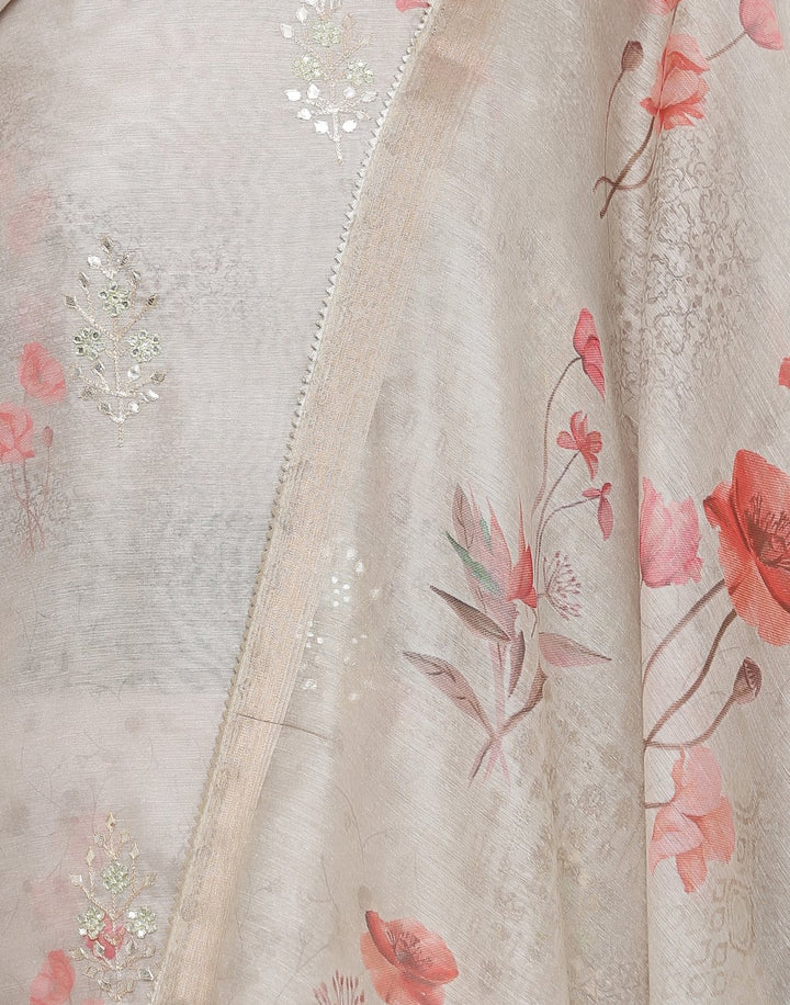 MBZ Meena Bazaar-Chanderi Printed Suit Set with Gota Work