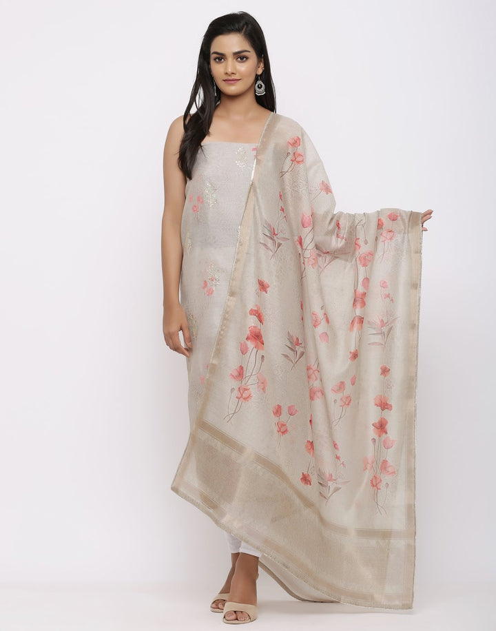 MBZ Meena Bazaar-Chanderi Printed Suit Set with Gota Work
