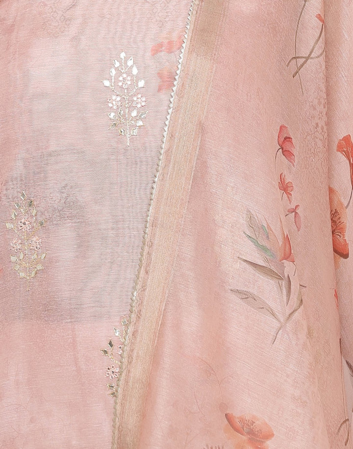 MBZ Meena Bazaar-Chanderi Printed Suit Set with Gota Work
