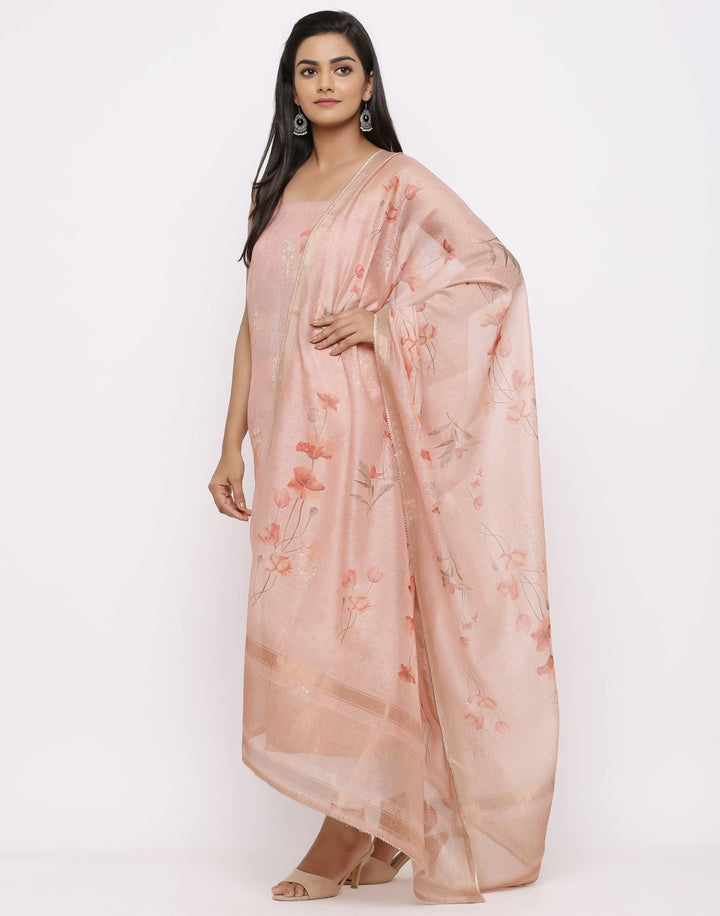 MBZ Meena Bazaar-Chanderi Printed Suit Set with Gota Work
