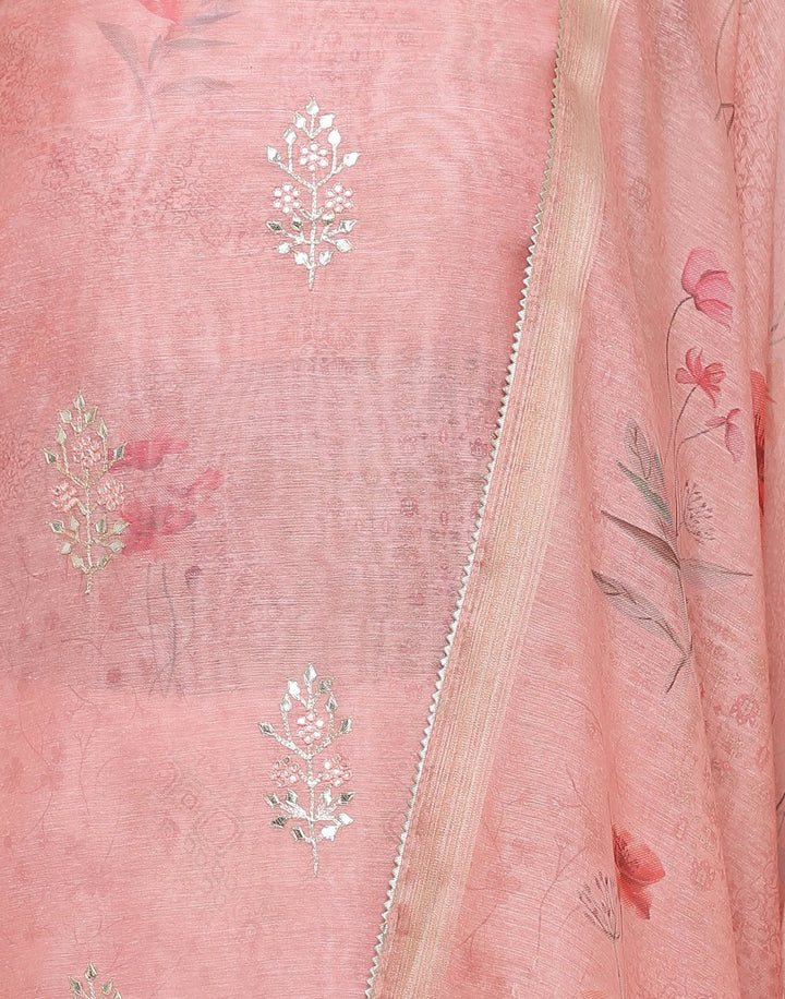 MBZ Meena Bazaar-Chanderi Printed Suit Set with Gota Work