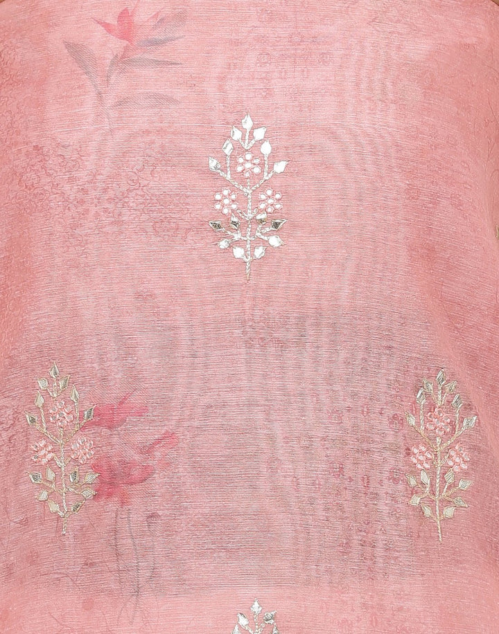 MBZ Meena Bazaar-Chanderi Printed Suit Set with Gota Work